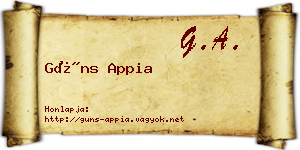 Güns Appia névjegykártya